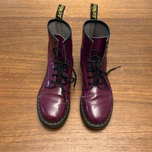 Dr Marten purple boots-well loved and broken-in rock roll shoes !